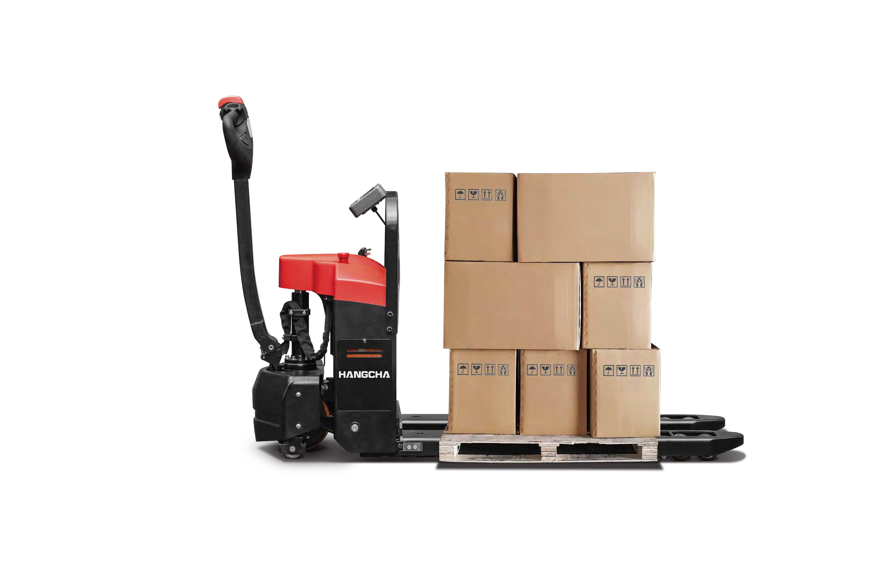 Hangcha A-Serie Niederhubwagen mit integriertem Wiegesystem und palettierter Last
